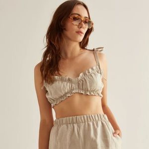Lykke Wullf Pearl Bralette Flax Linen XS